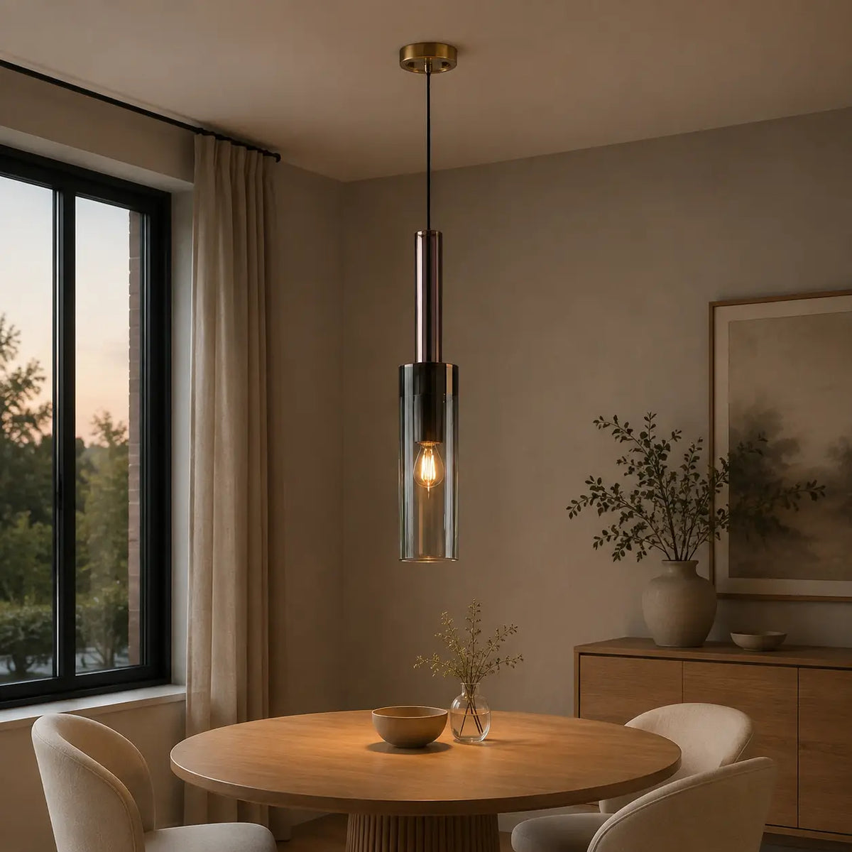 Luminara | Elegant Adjustable Copper Shade LED Pendant Light