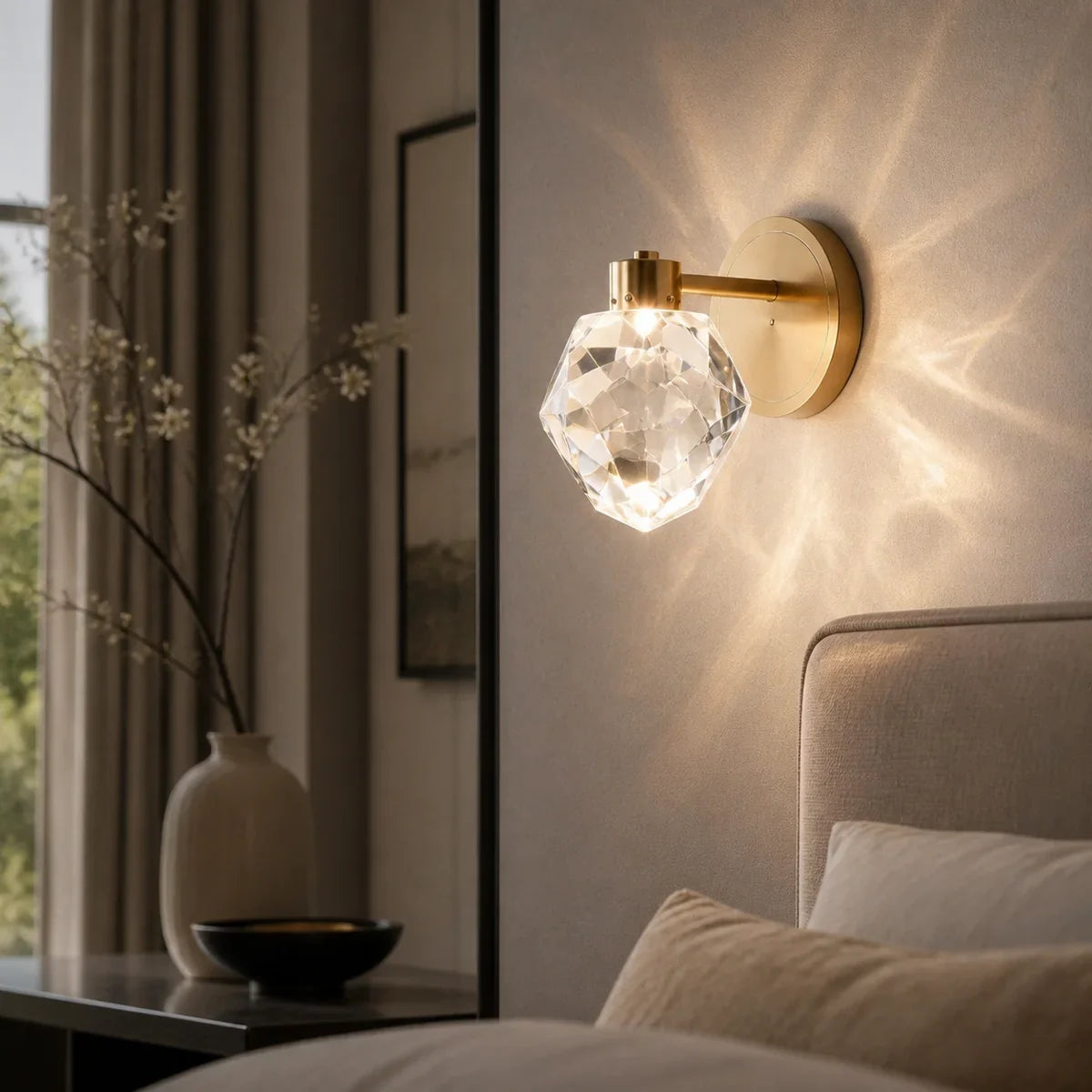 Luminara | Elegant Crystal Wall Light Fixture with Gold Finish