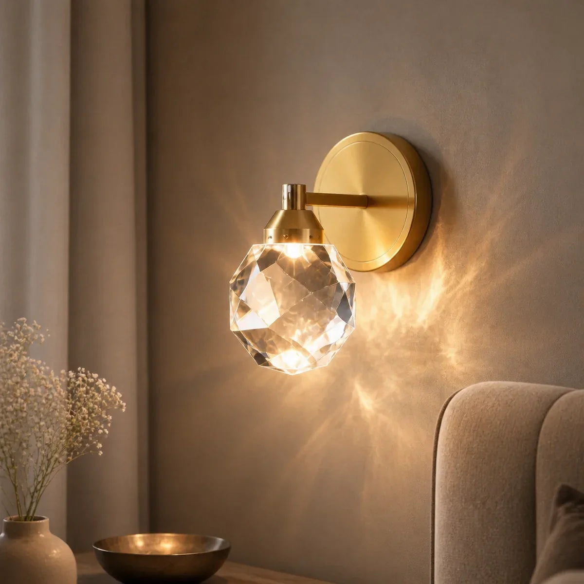 Luminara | Elegant Crystal Wall Light Fixture with Gold Finish