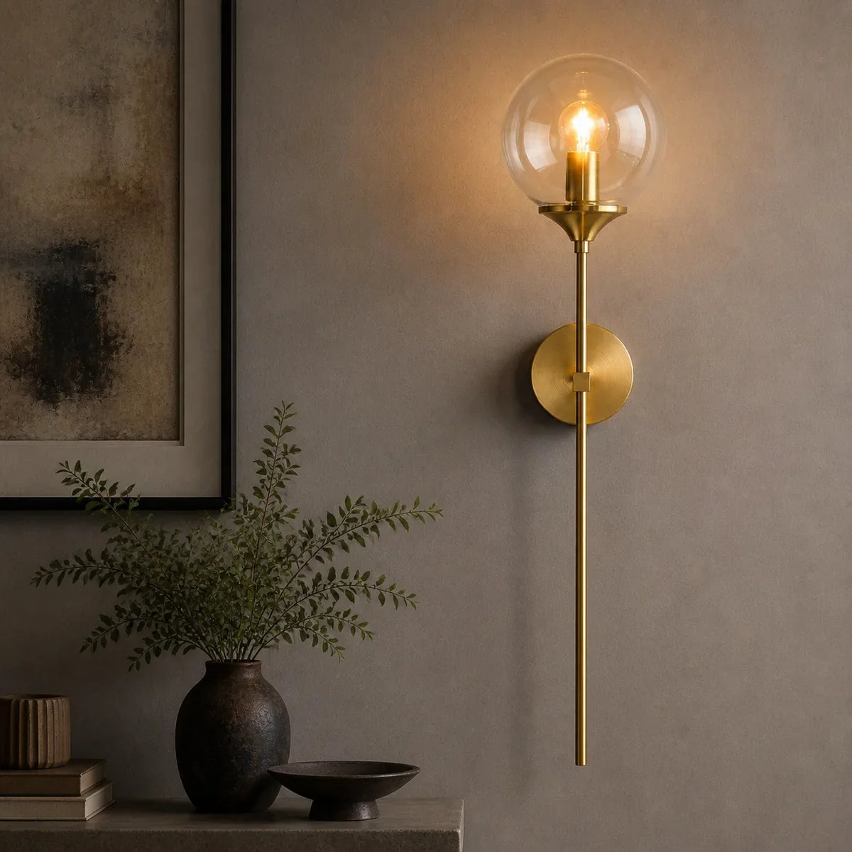 Luminara | Elegant Dimmable Clear Glass Wall Sconce Lighting Fixture