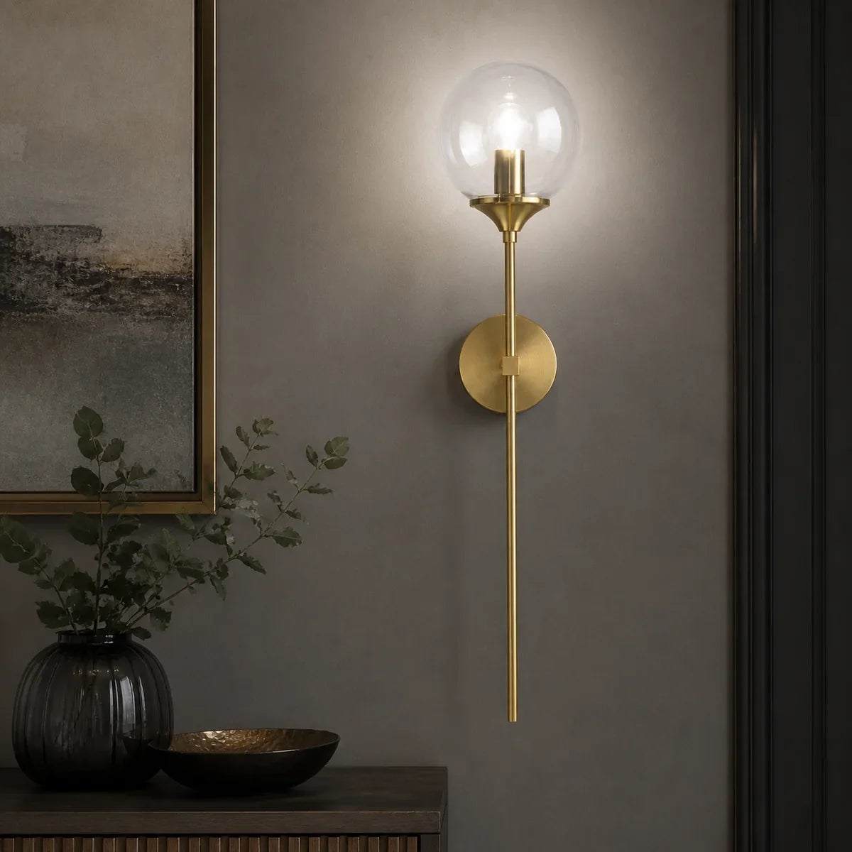 Luminara | Elegant Dimmable Clear Glass Wall Sconce Lighting Fixture