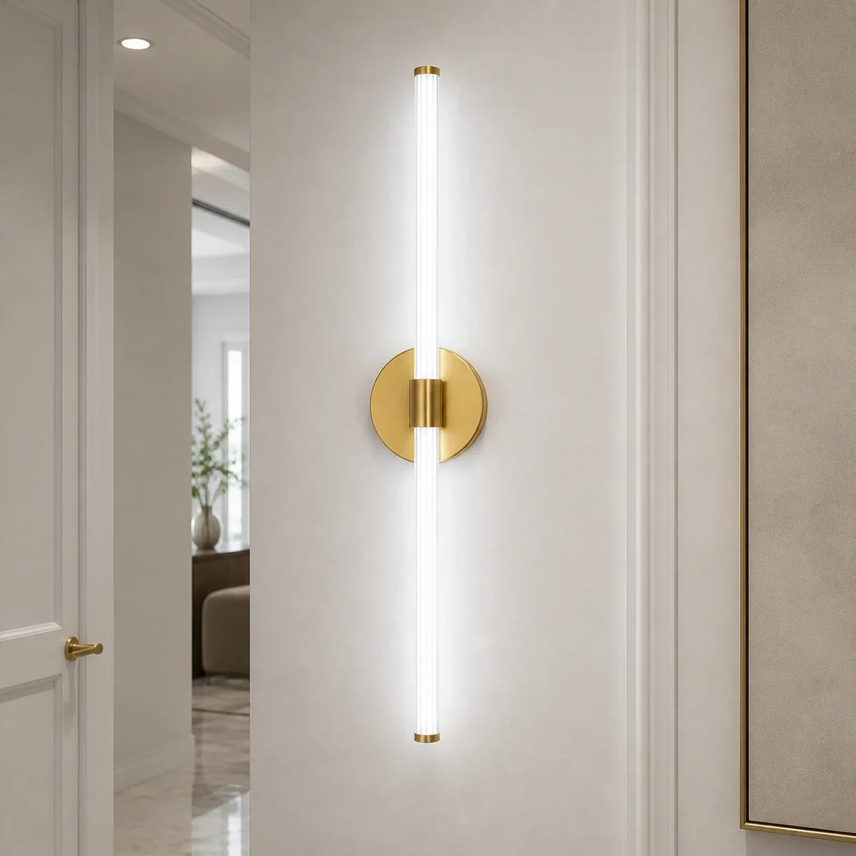 Luminara | Elegant Modern Gold Metal Wall Sconce Light with Acrylic Shade