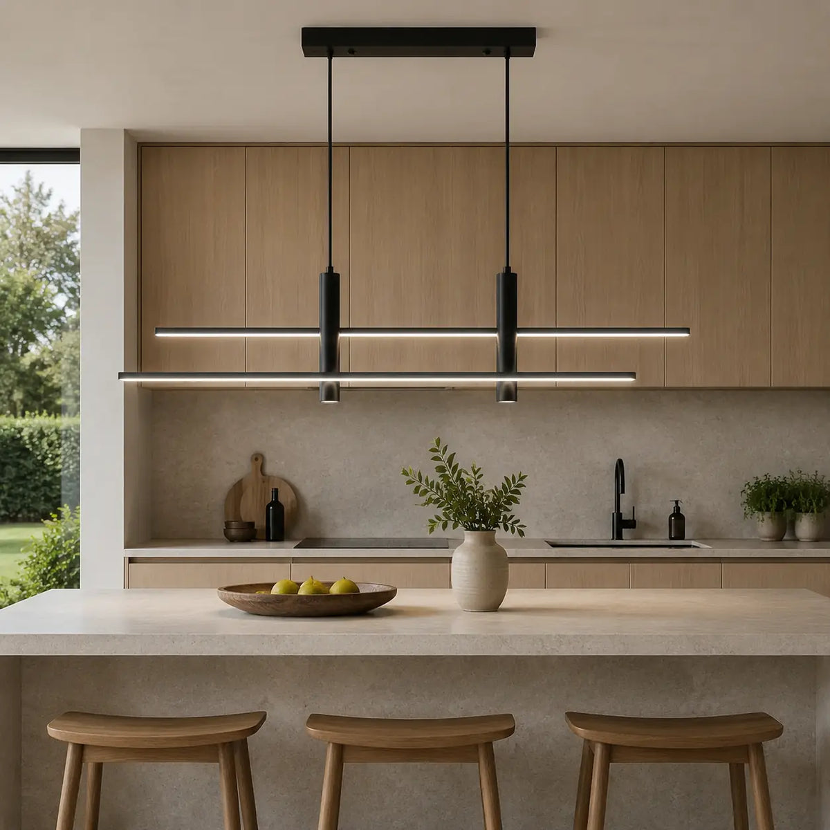 Luminara | Modern Sleek Black Pendant Chandelier for Dining Spaces