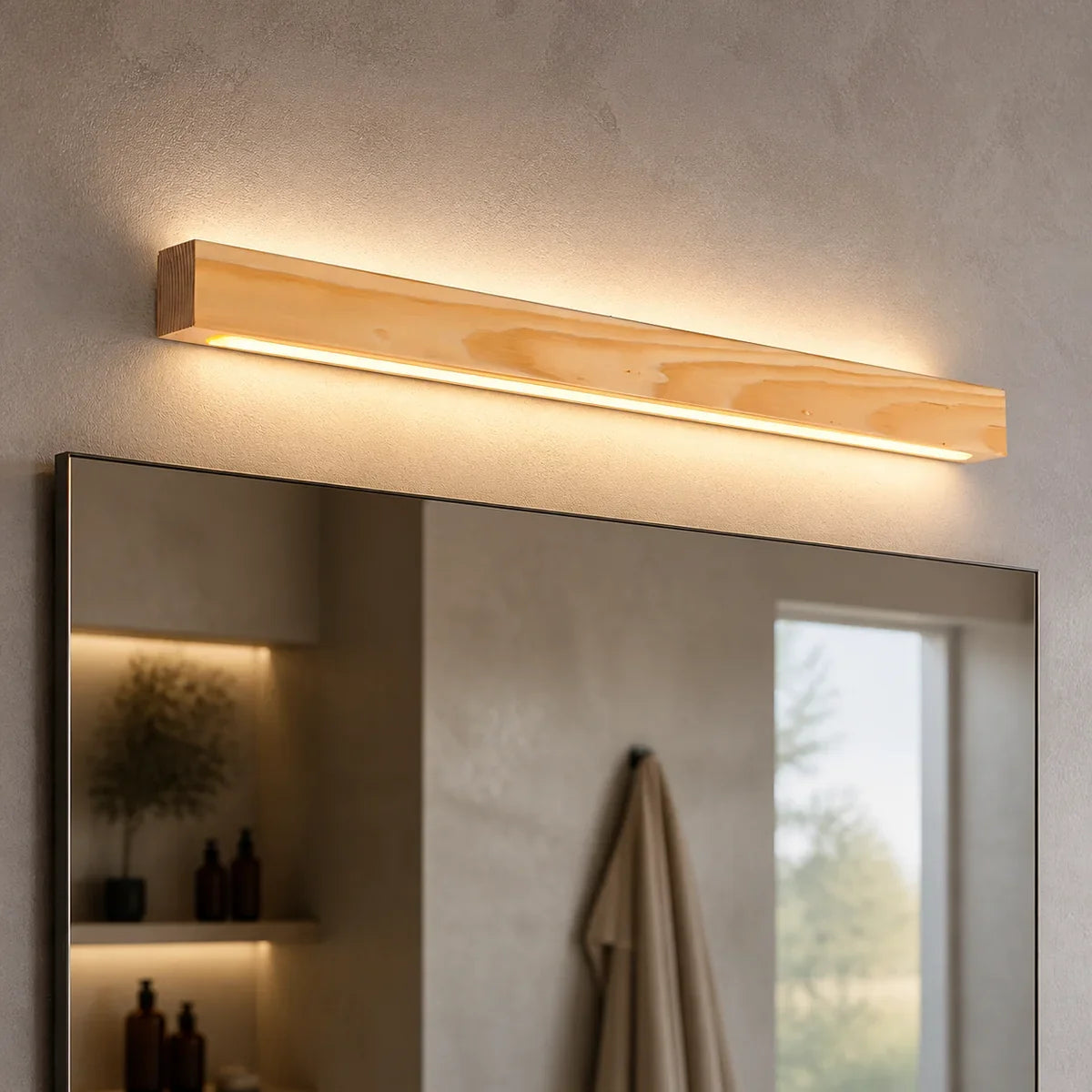 LuminaraWood | Slim LED Wood Vanity Wall Light