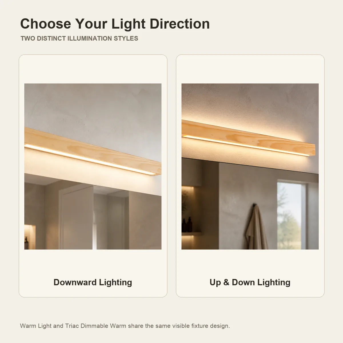 LuminaraWood | Slim LED Wood Vanity Wall Light