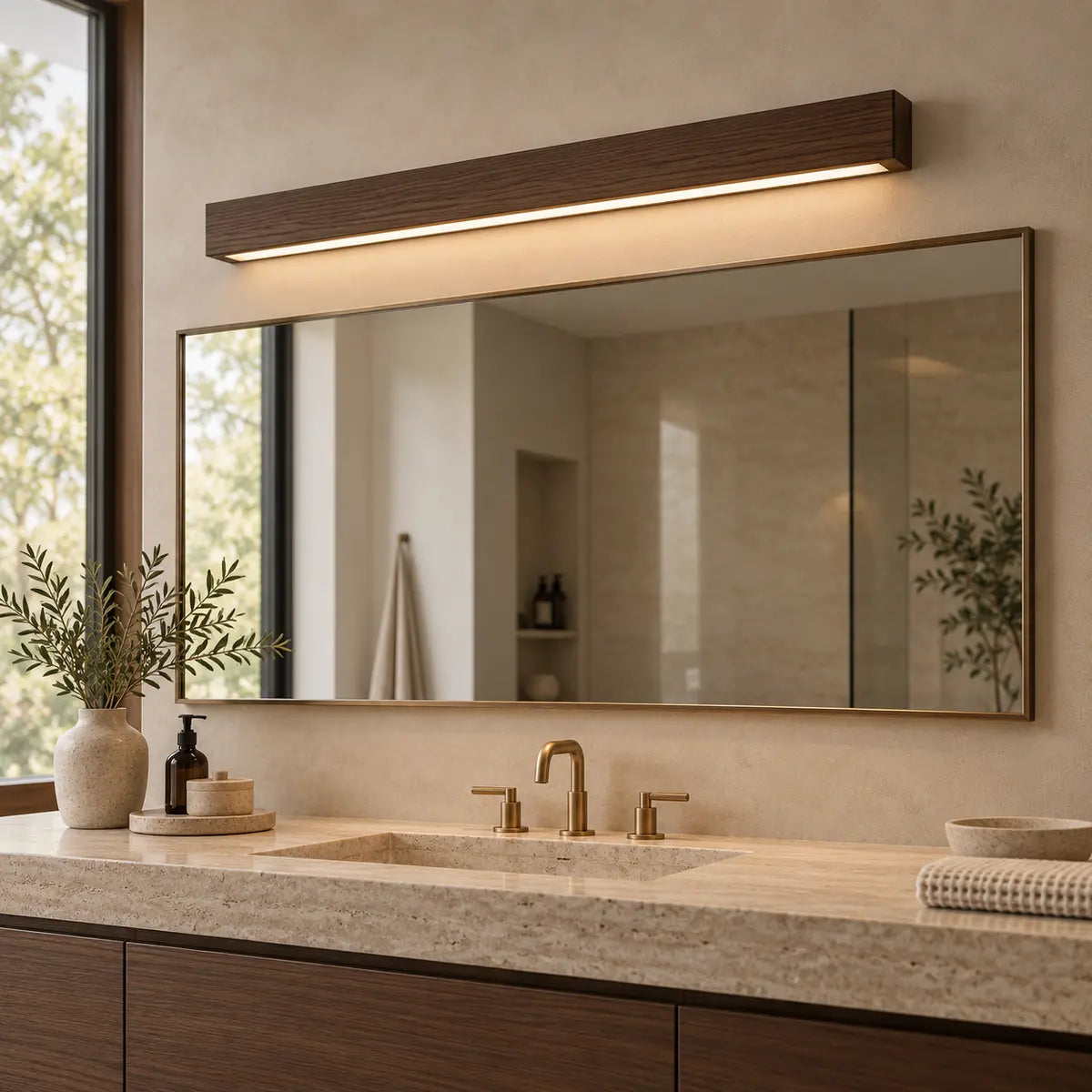 LuminaraWood | Slim LED Wood Vanity Wall Light