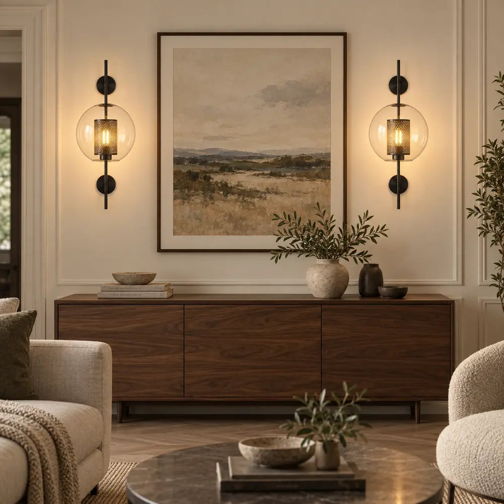 LuminaSphere | Stylish Industrial Wall Light with Clear Glass Shade