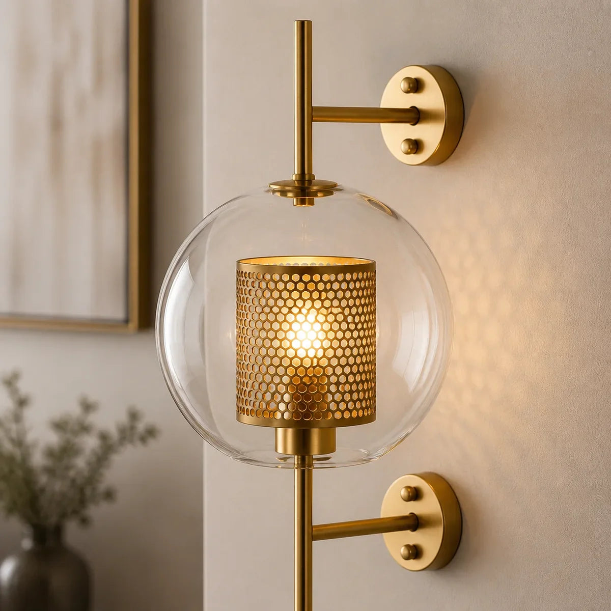 LuminaSphere | Stylish Industrial Wall Light with Clear Glass Shade