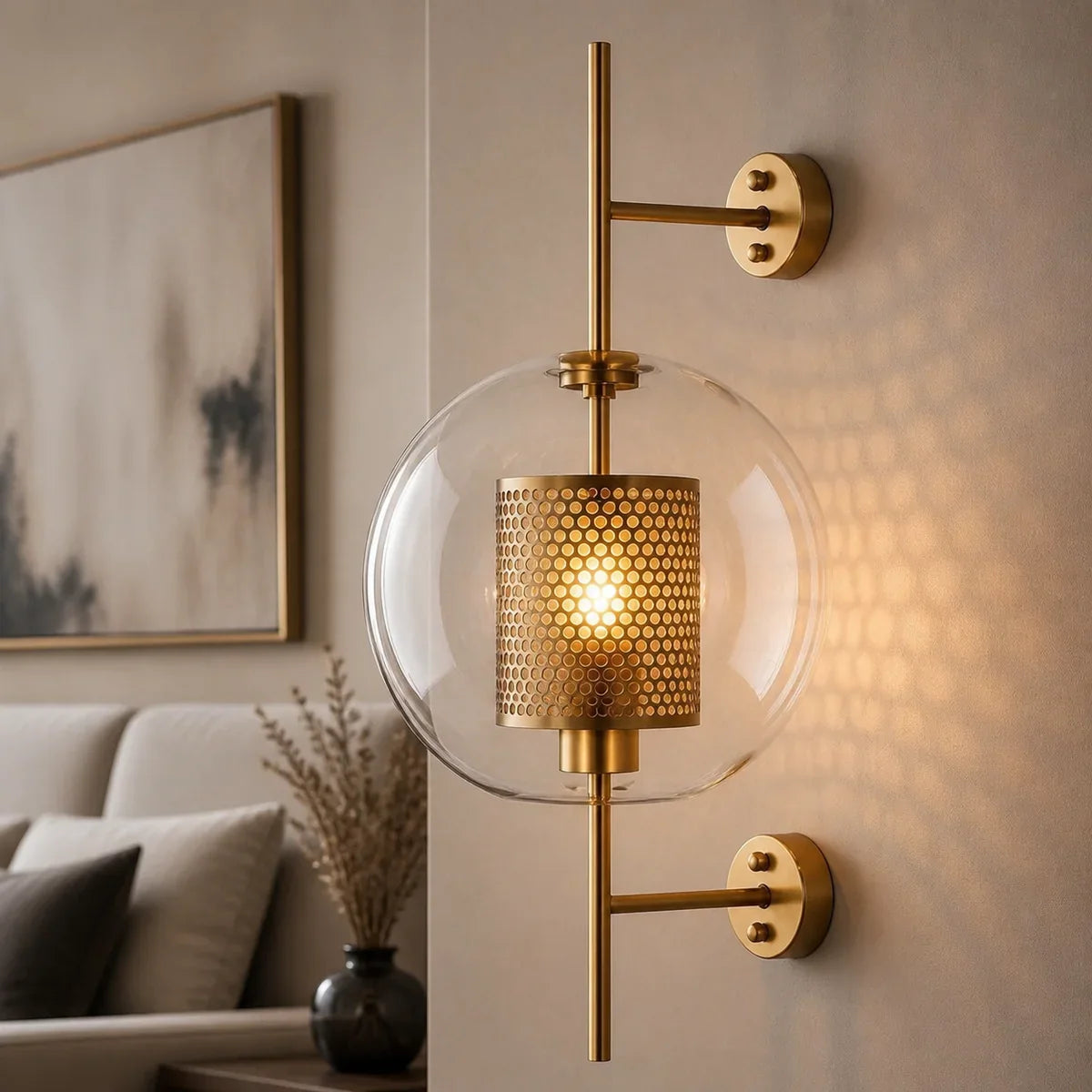 LuminaSphere | Stylish Industrial Wall Light with Clear Glass Shade