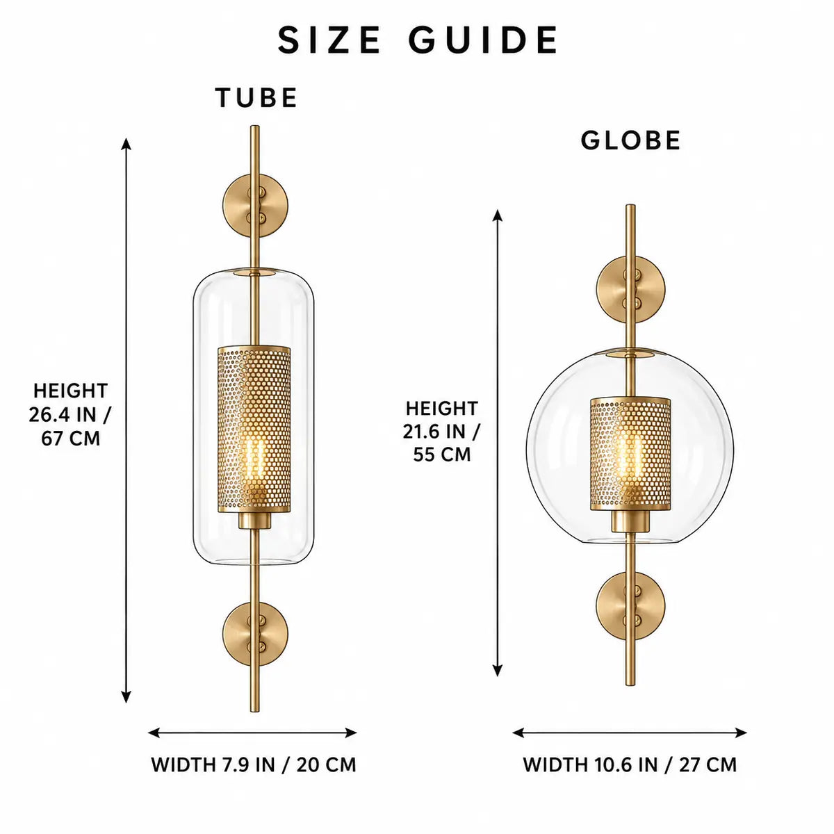 LuminaSphere | Stylish Industrial Wall Light with Clear Glass Shade
