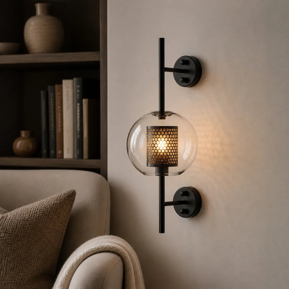 LuminaSphere | Stylish Industrial Wall Light with Clear Glass Shade