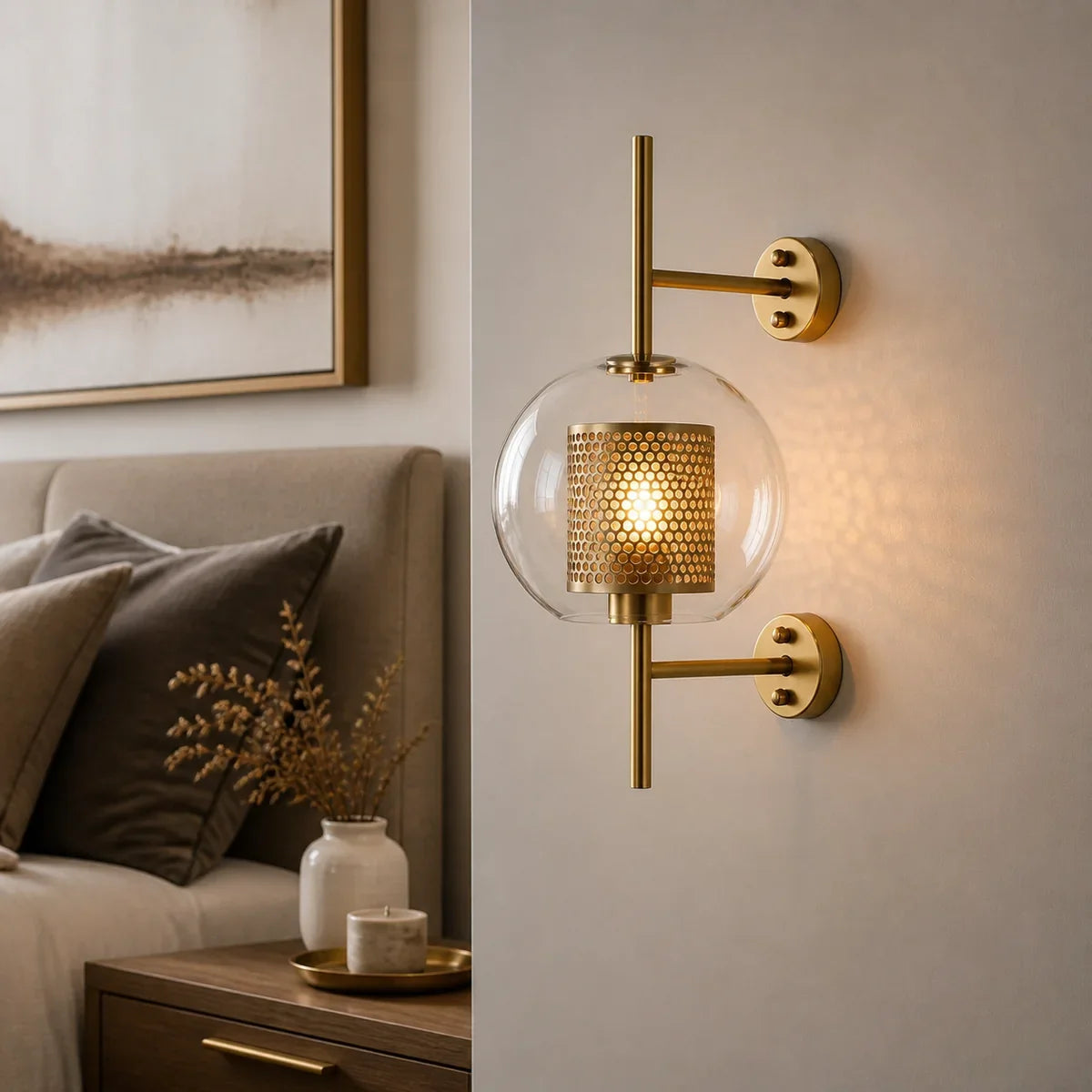 LuminaSphere | Stylish Industrial Wall Light with Clear Glass Shade