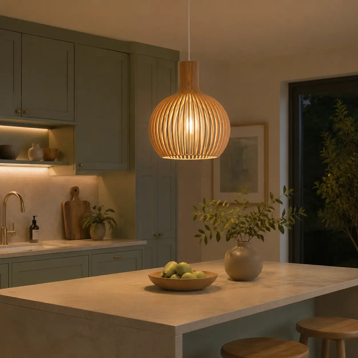 NordicCharm | Modern Black Wood Metal Kitchen Pendant Light Fixture