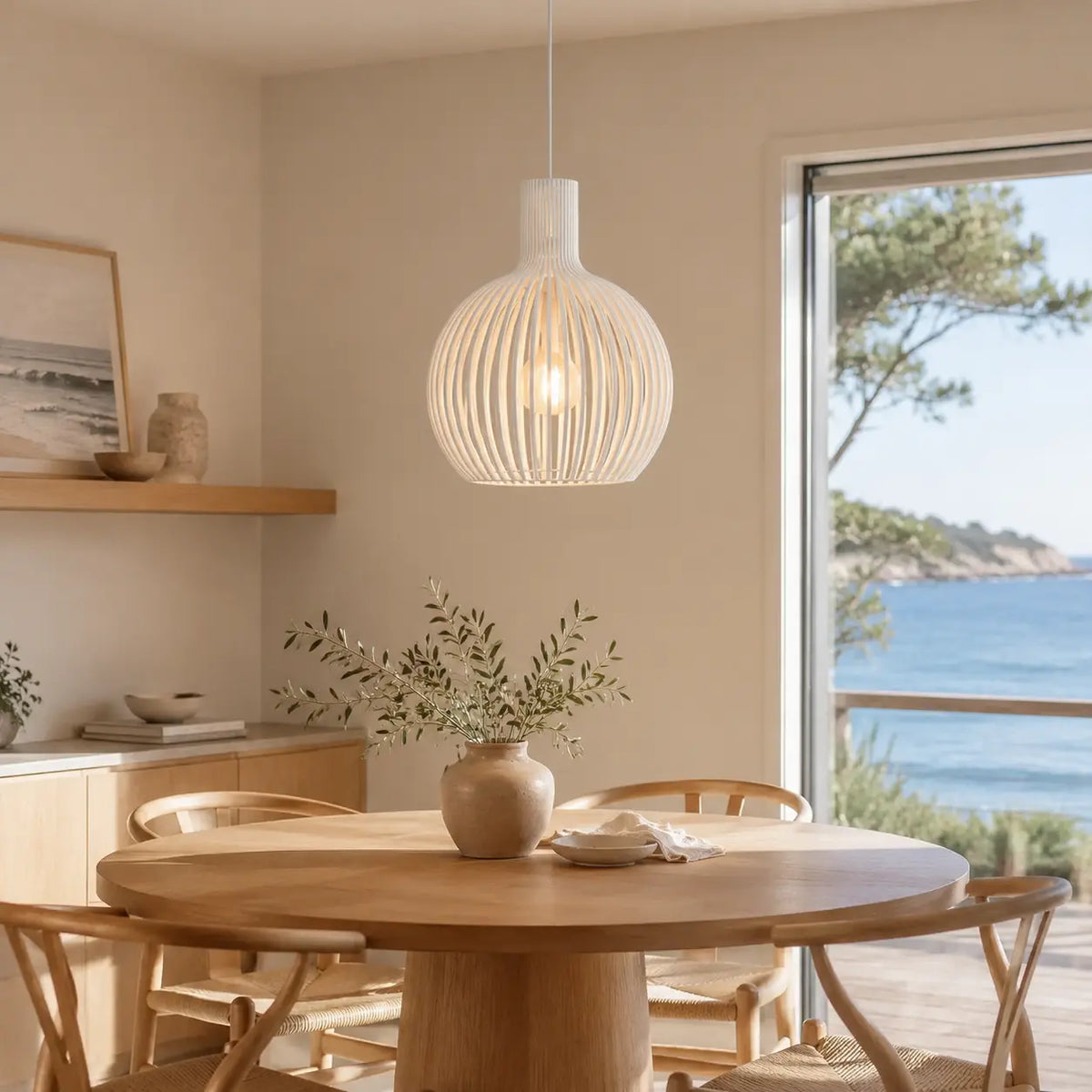 NordicCharm | Modern Black Wood Metal Kitchen Pendant Light Fixture