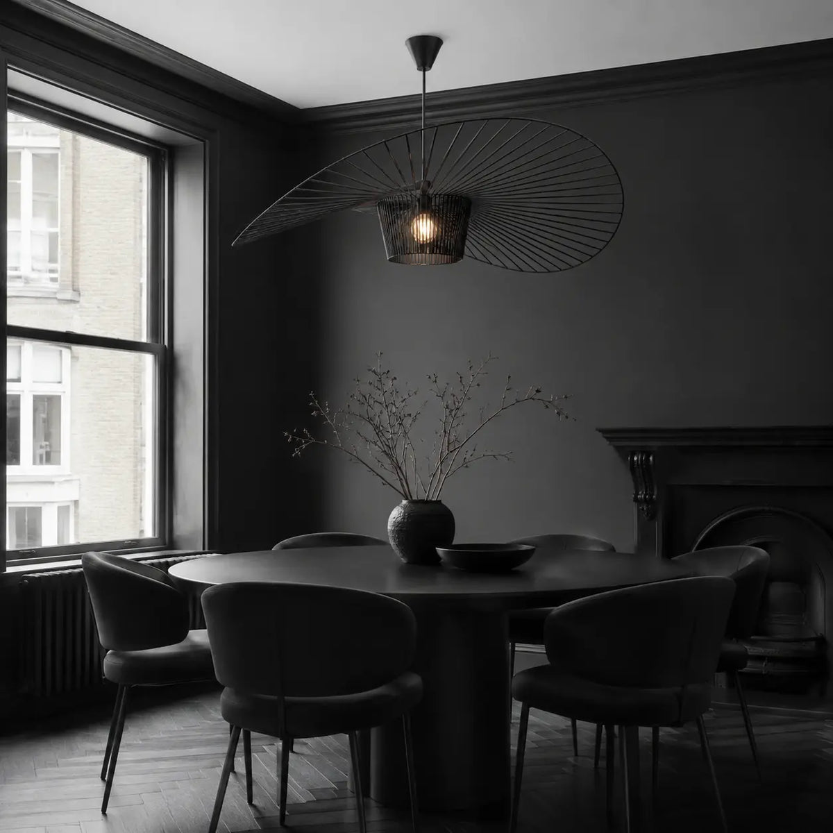 Sculptura | Elegant Adjustable Black Fiberglass Pendant Light Fixture