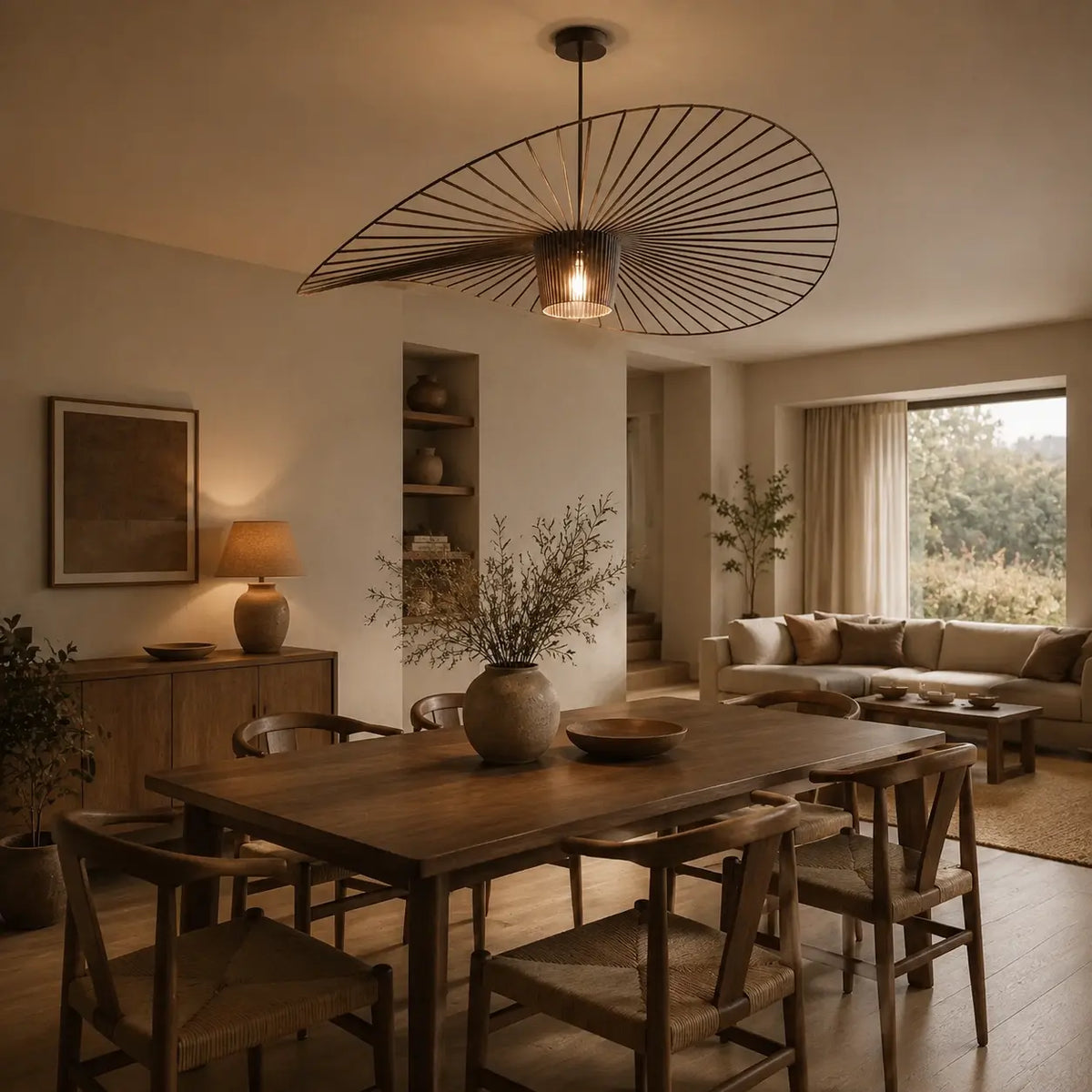 Sculptura | Elegant Adjustable Black Fiberglass Pendant Light Fixture