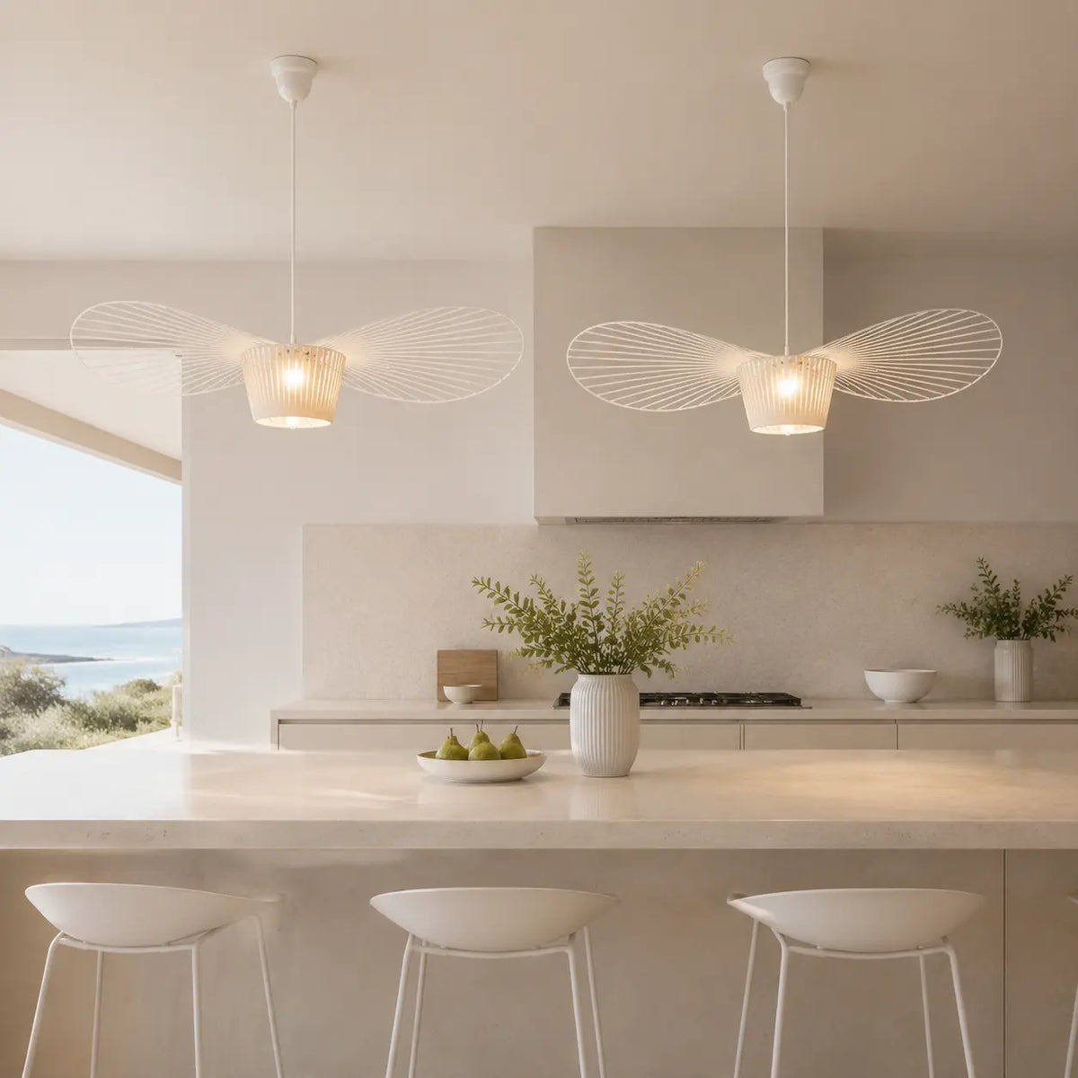 Sculptura | Elegant Adjustable Black Fiberglass Pendant Light Fixture