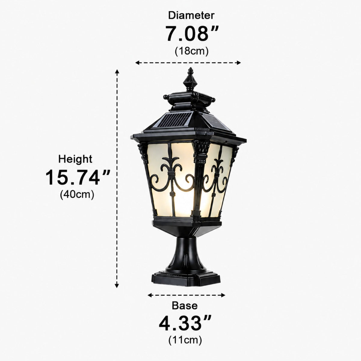 VictorianGlow | Elegant Durable Solar Outdoor Fence Post Light