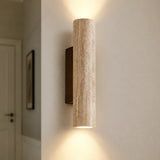 TravertineGlow | Elegant Natural Stone Up & Down Wall Sconce Lighting