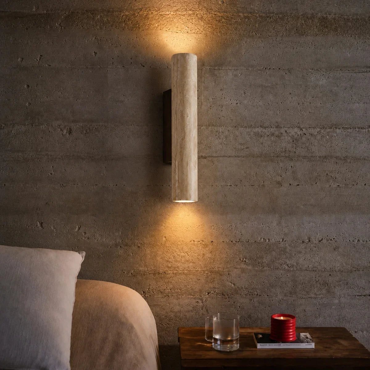 TravertineGlow | Elegant Natural Stone Up & Down Wall Sconce Lighting