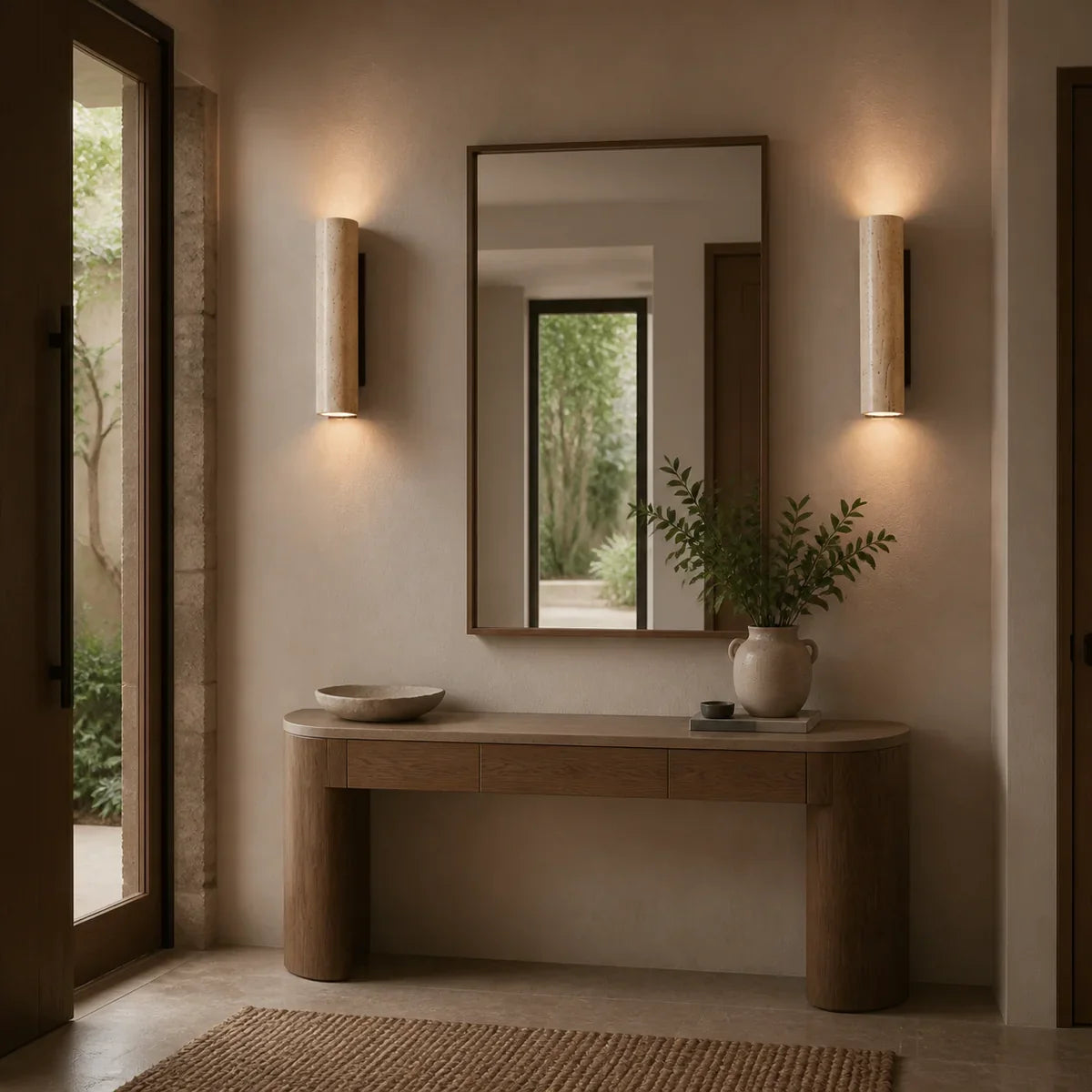 TravertineGlow | Elegant Natural Stone Up & Down Wall Sconce Lighting