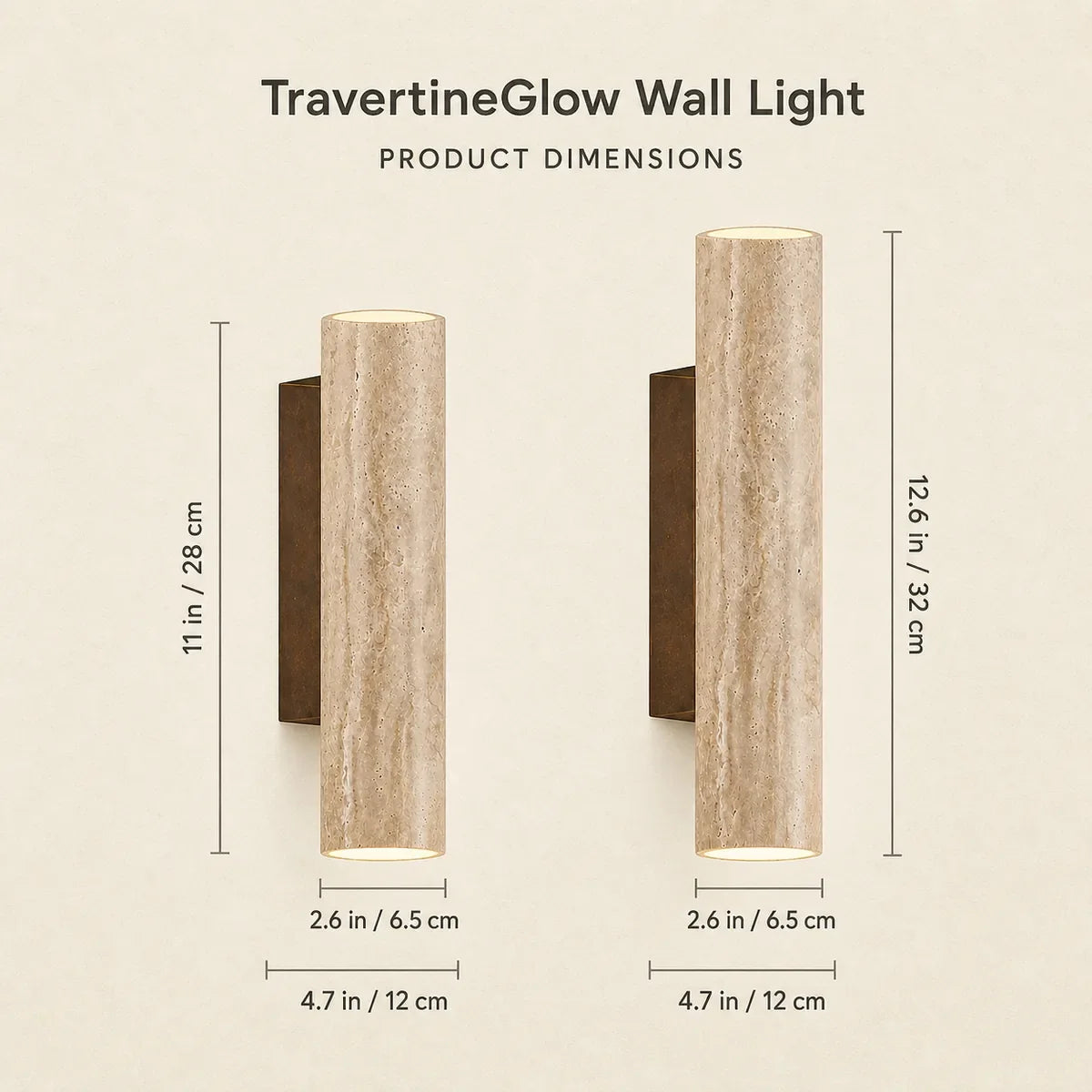 TravertineGlow | Elegant Natural Stone Up & Down Wall Sconce Lighting