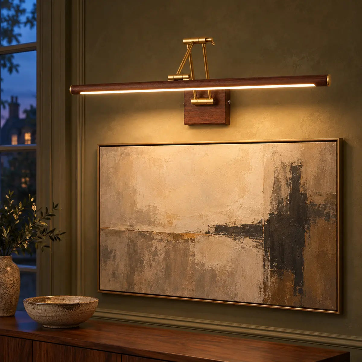 WalnutGlow | Elegant Adjustable LED Wall Sconce for Indoor Spaces