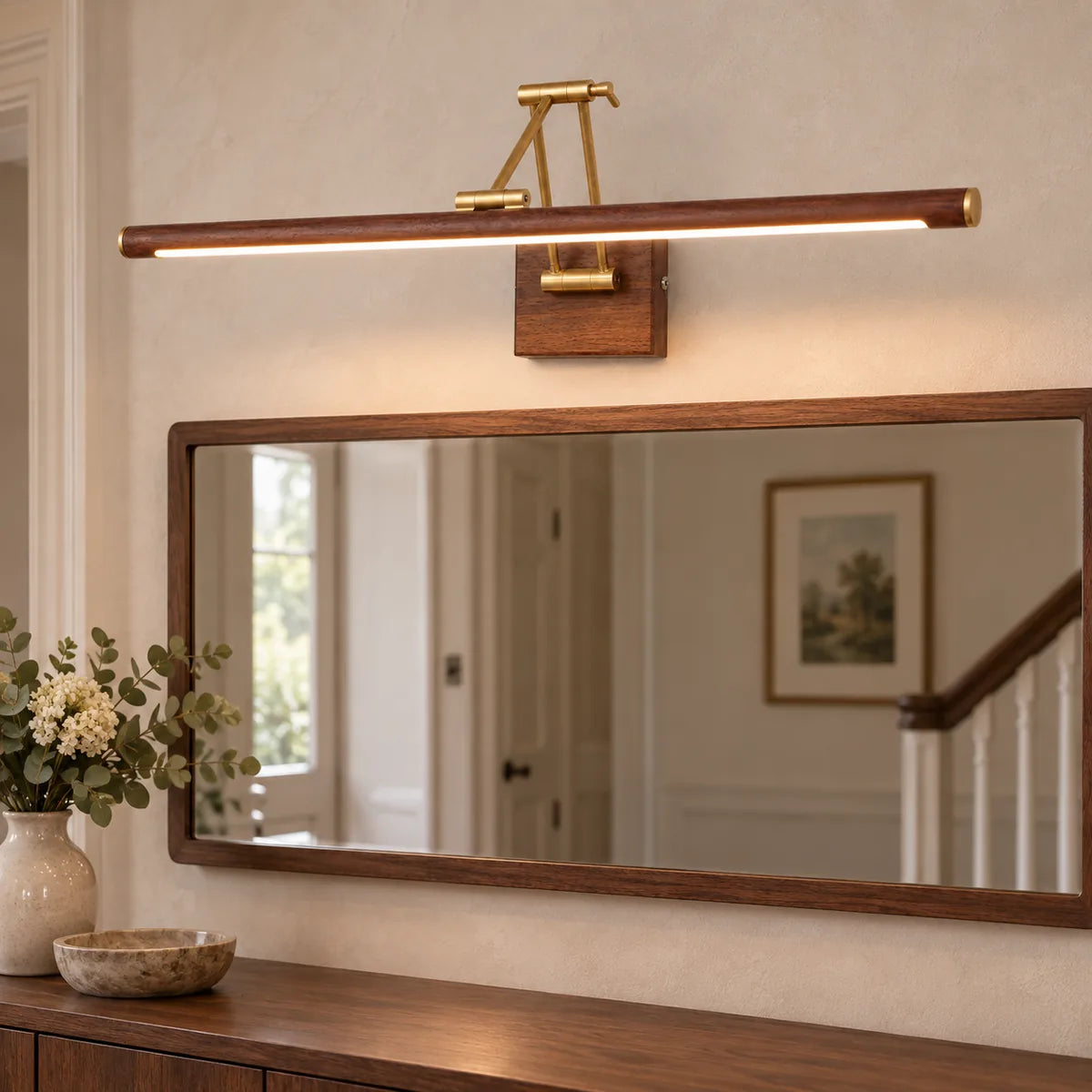 WalnutGlow | Elegant Adjustable LED Wall Sconce for Indoor Spaces