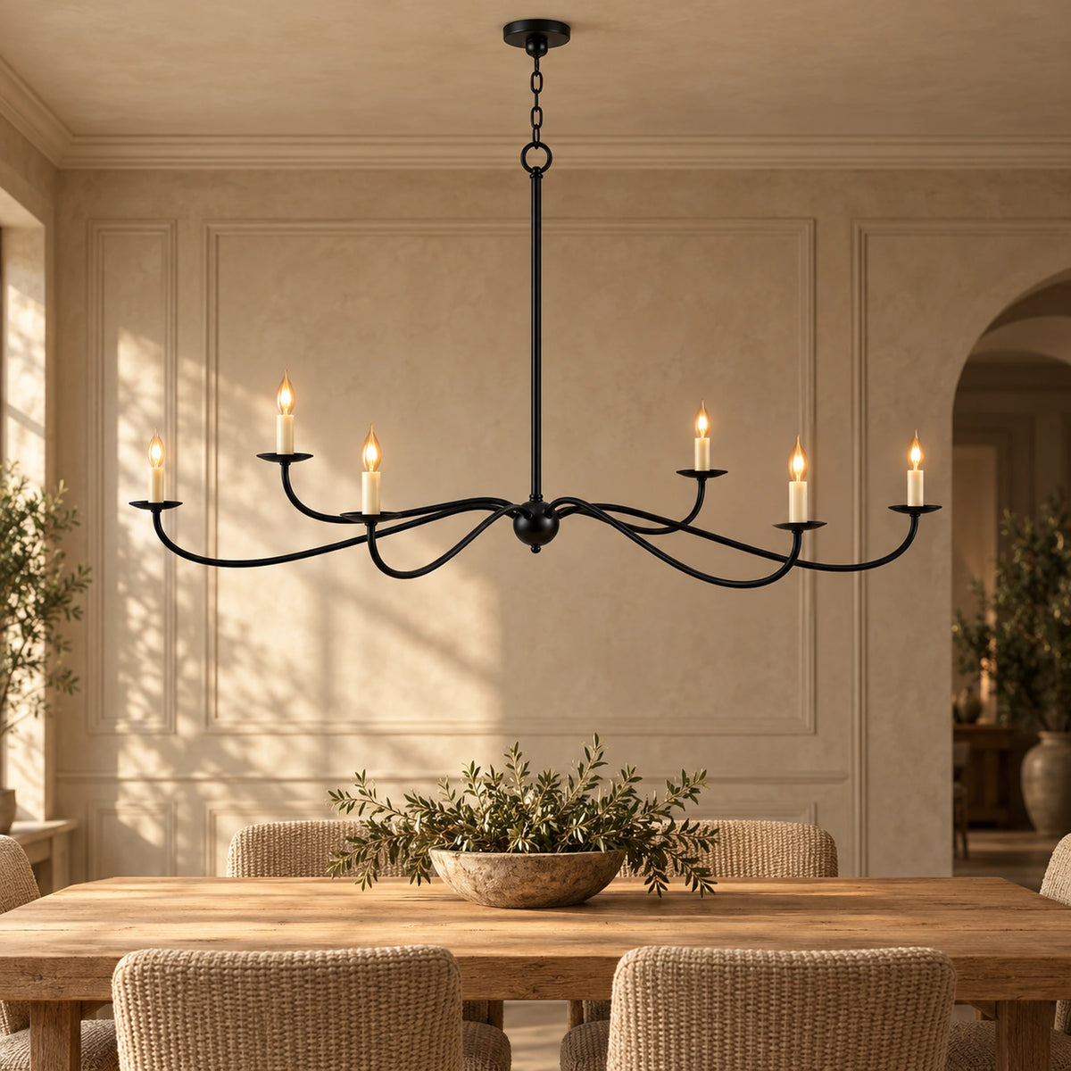 Spanora | Grand Six-Light Iron Chandelier with 160 cm Span and Optional Shades