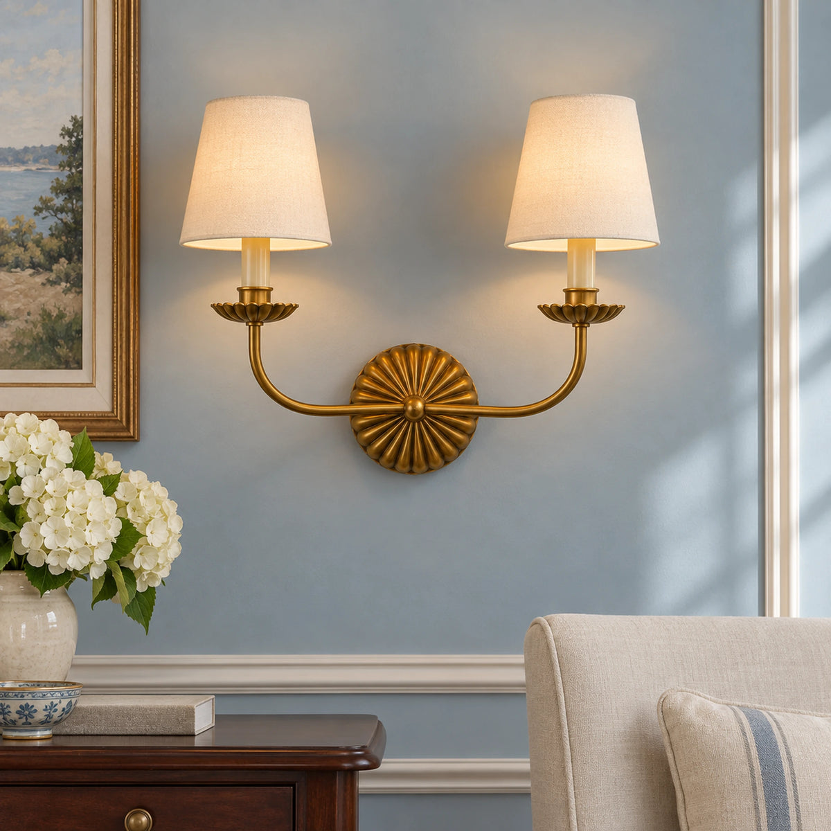 Auriflex | Elegant Adjustable Antique Gold Wall Sconce Light Fixture
