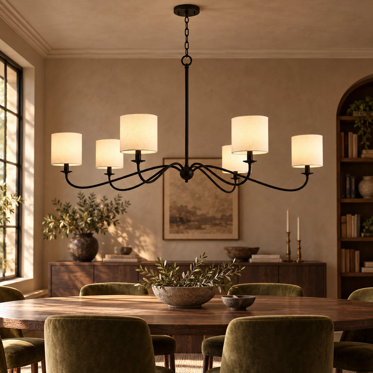 Spanora | Grand Six-Light Iron Chandelier with 160 cm Span and Optional Shades