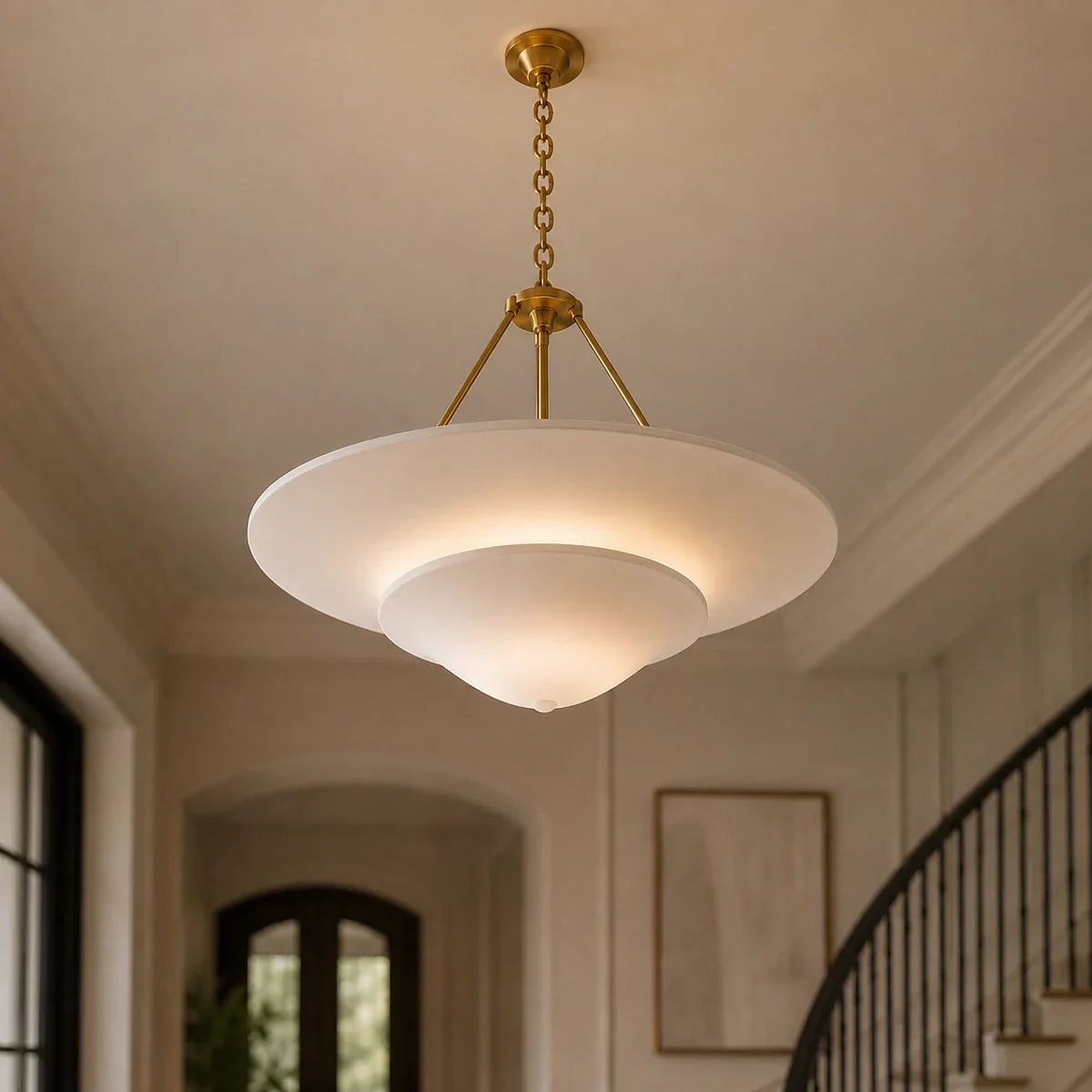 Close detail of the LumiereChic layered glass shade