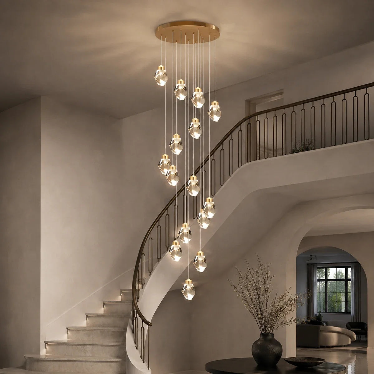 Luminara crystal chandelier in the 13-head configuration