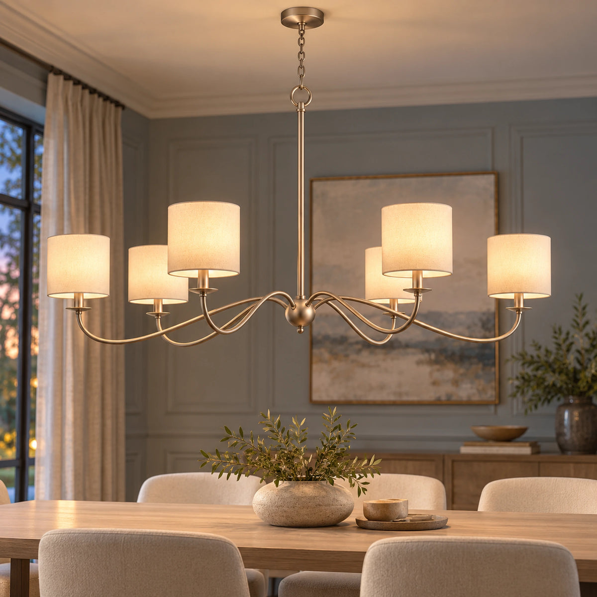 Spanora | Grand Six-Light Iron Chandelier with 160 cm Span and Optional Shades