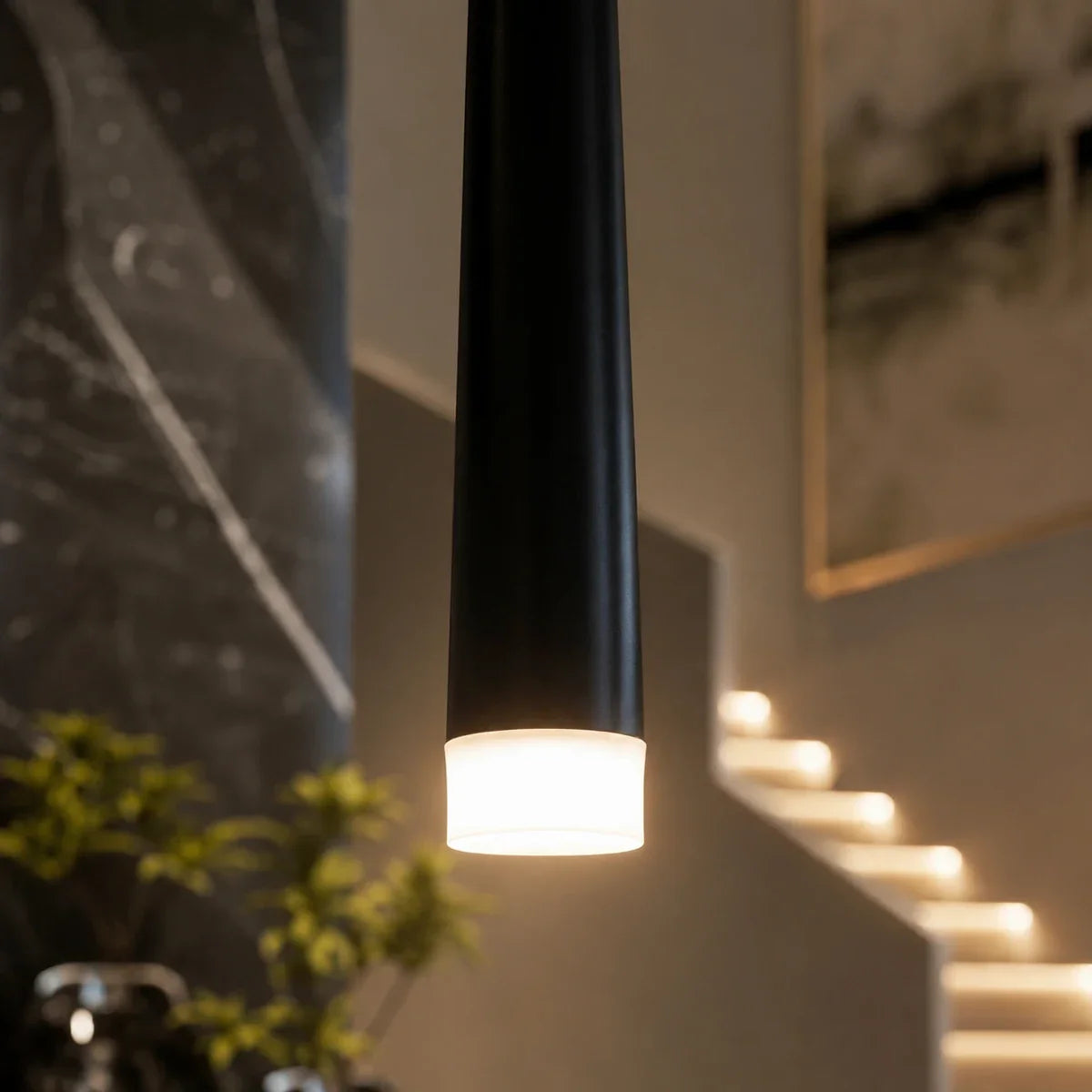 Close detail of the NordicAura tapered pendant light