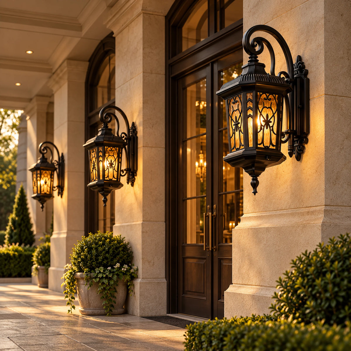 Velmora | Vintage Outdoor Wall Lantern with Ornate Metalwork, Warm 3000K LED and Glass