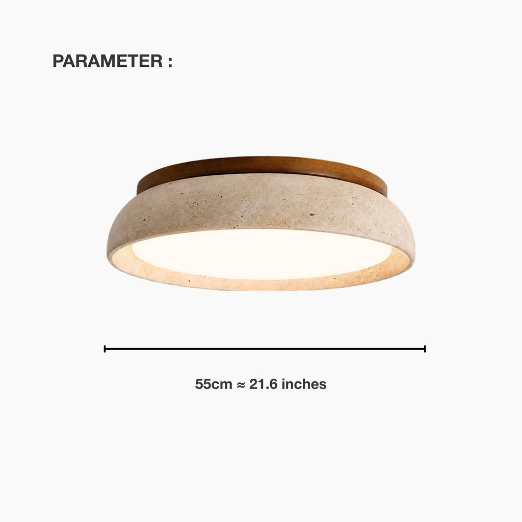 TravertineGlow | Elegant Natural Stone Flush Mount Ceiling Light