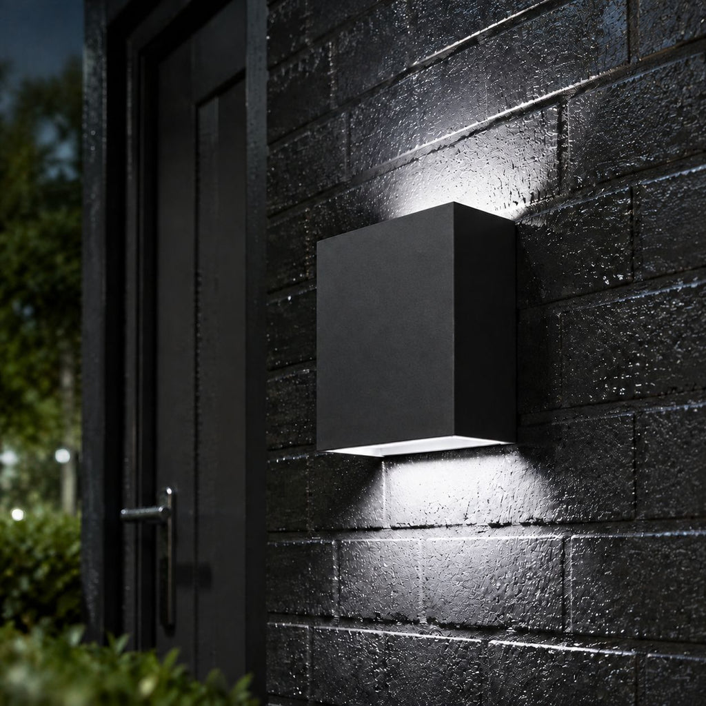 Up and down wall light, white 6000K, 12W black, no sensor