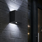 Up and down wall light, white 6000K, 12W black, with PIR sensor