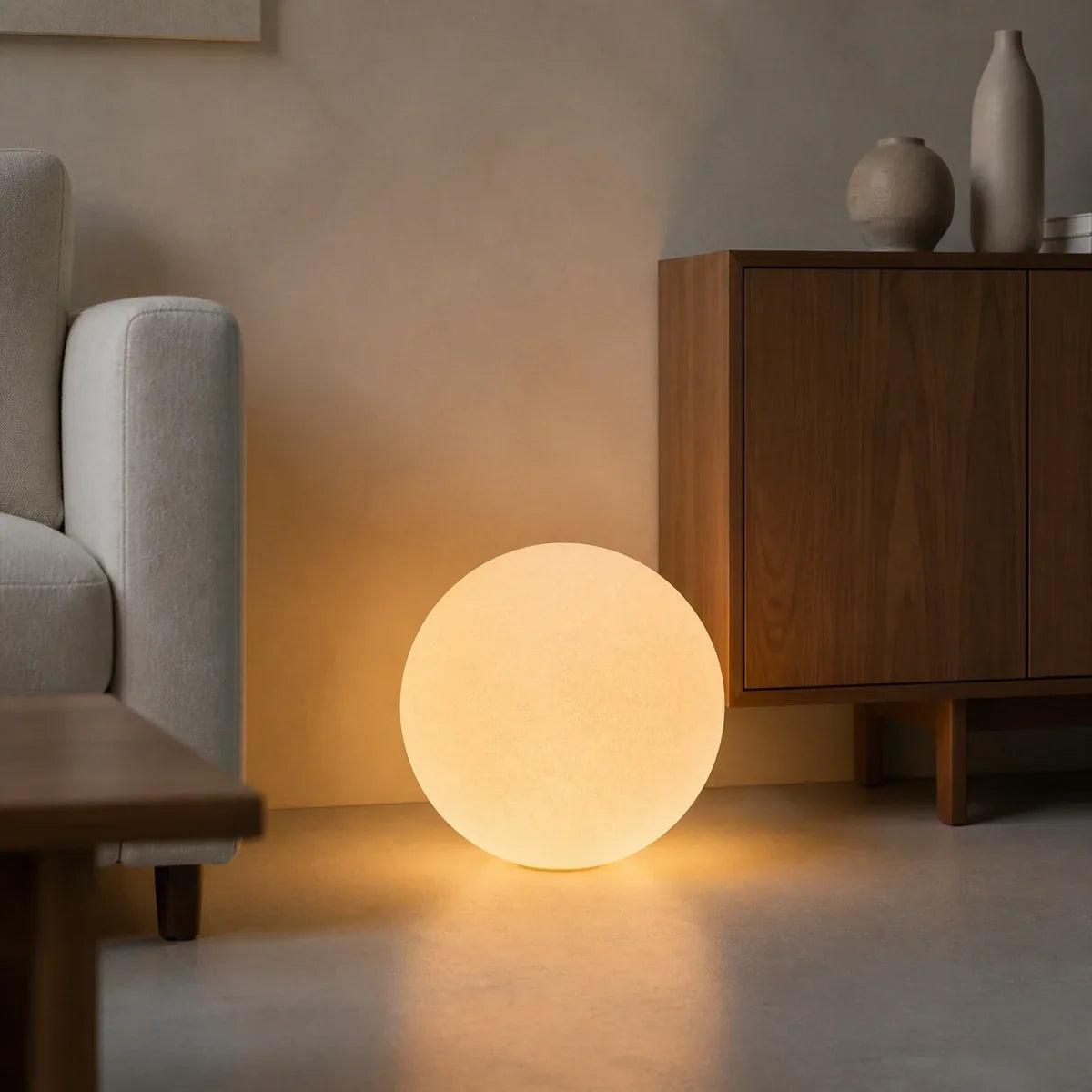LunaraGlow | Stylish Modern Resin Globe Floor Lamp for Living Room — product view