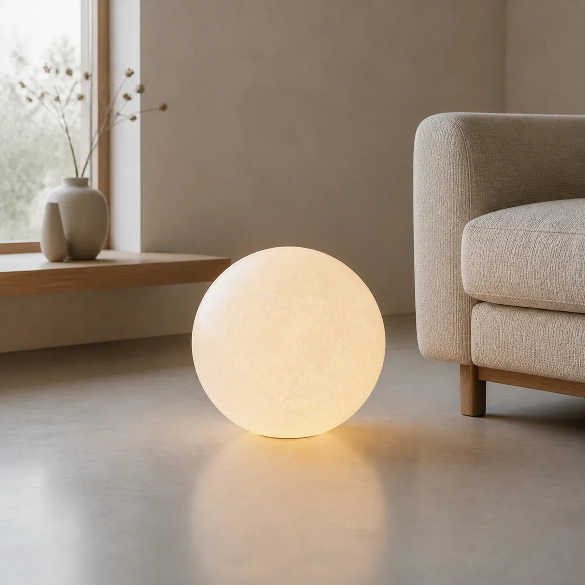 LunaraGlow | Stylish Modern Resin Globe Floor Lamp for Living Room — product view