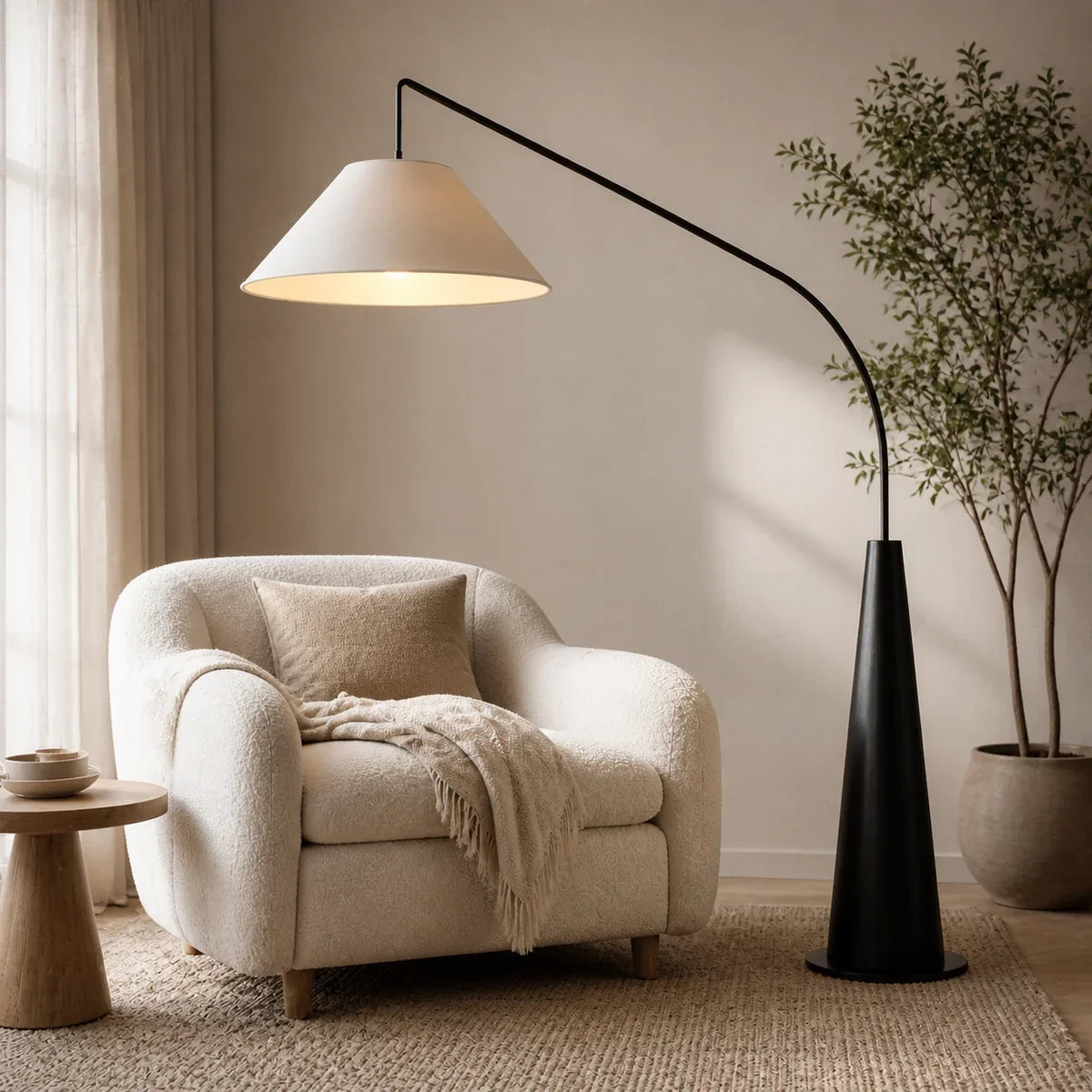 Luminara | Elegant Minimalist Modern Floor Lamp with Fabric Shade
