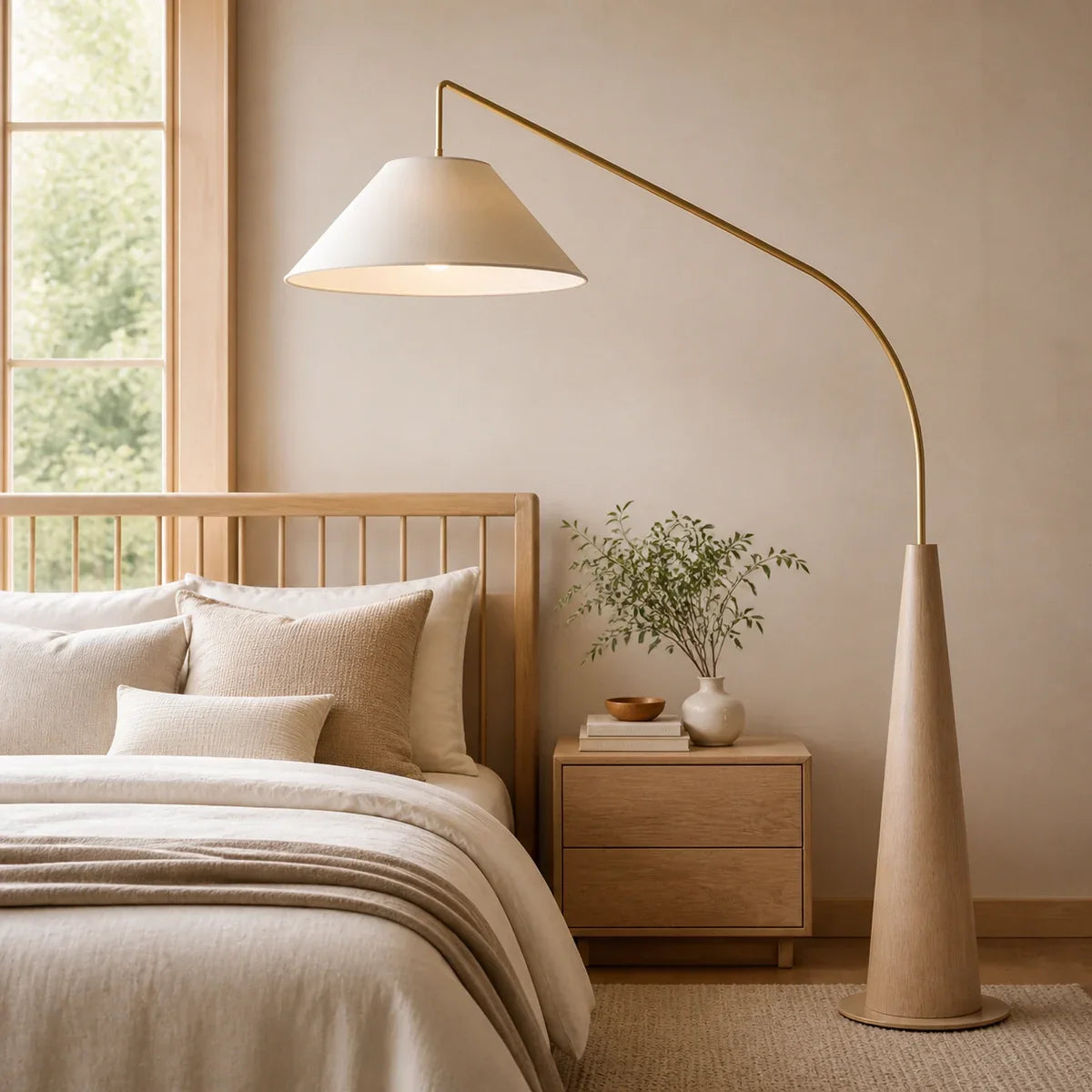 Luminara | Elegant Minimalist Modern Floor Lamp with Fabric Shade — product view