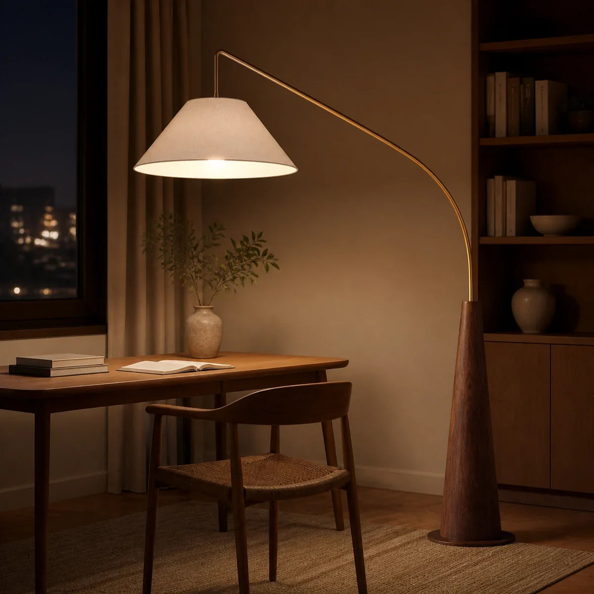 Luminara | Elegant Minimalist Modern Floor Lamp with Fabric Shade — product view