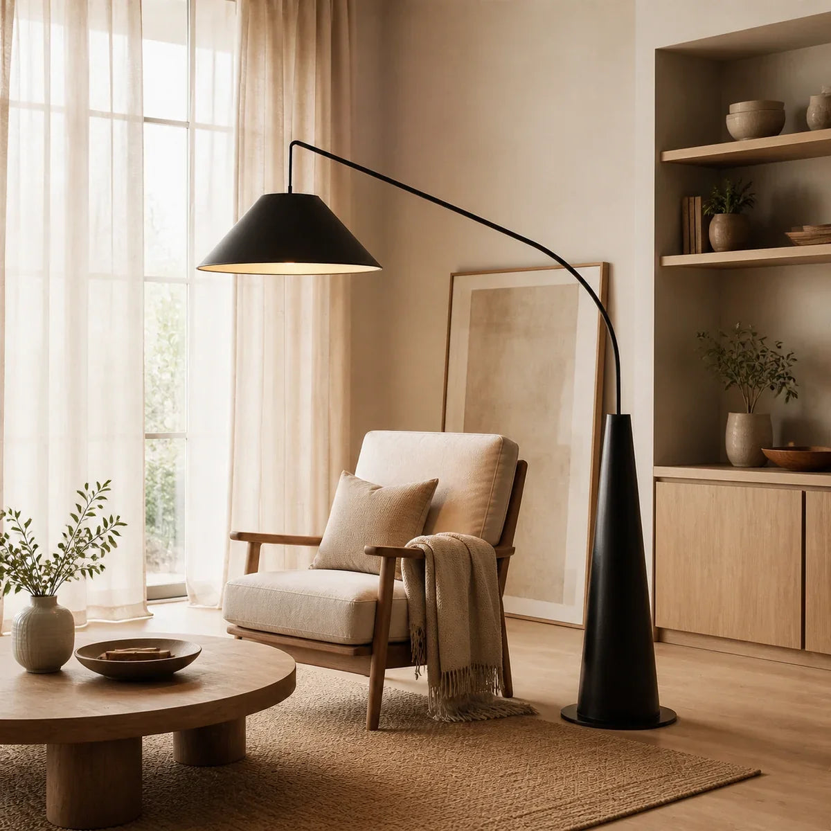 Luminara | Elegant Minimalist Modern Floor Lamp with Fabric Shade — product view