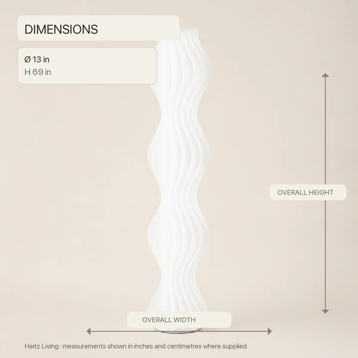 Luminara | Modern Elegant Adjustable LED Standing Floor Lamp — illustrated size guide