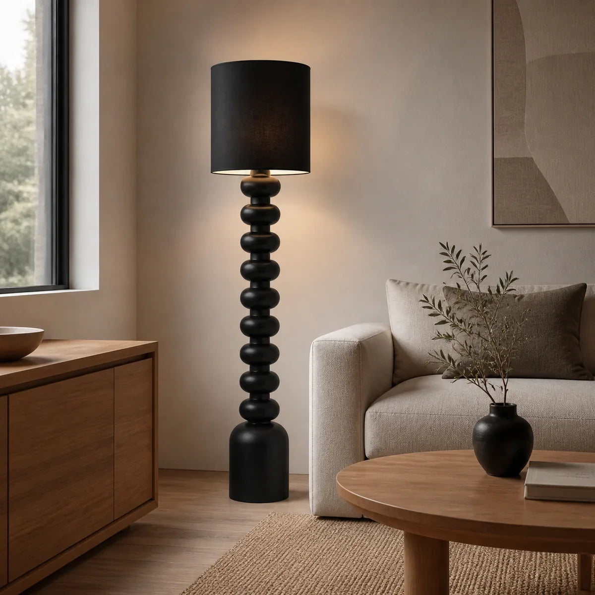 Luminara | Stylish Modern Resin Fabric Standing Floor Lamp — product view