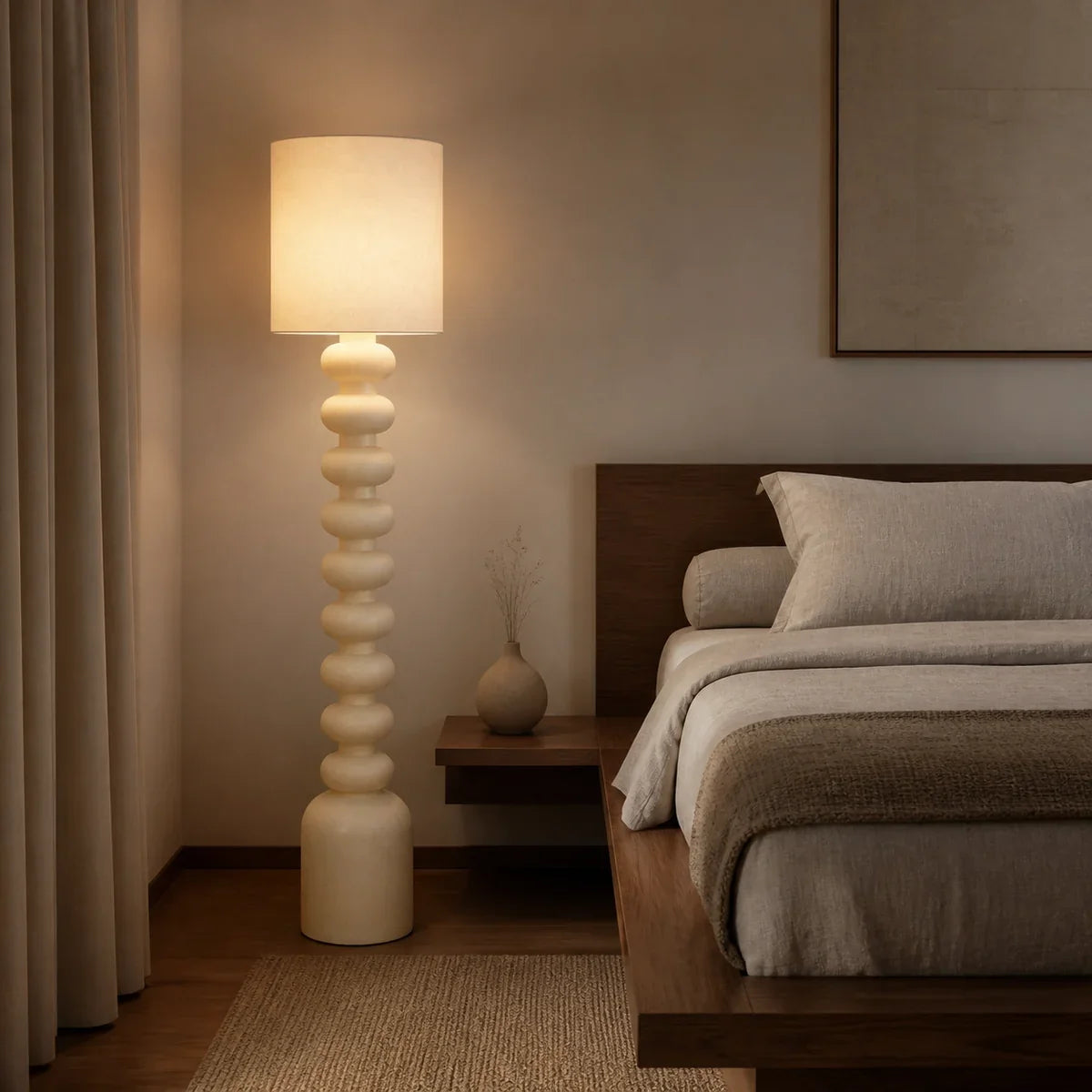 Luminara | Stylish Modern Resin Fabric Standing Floor Lamp — product view