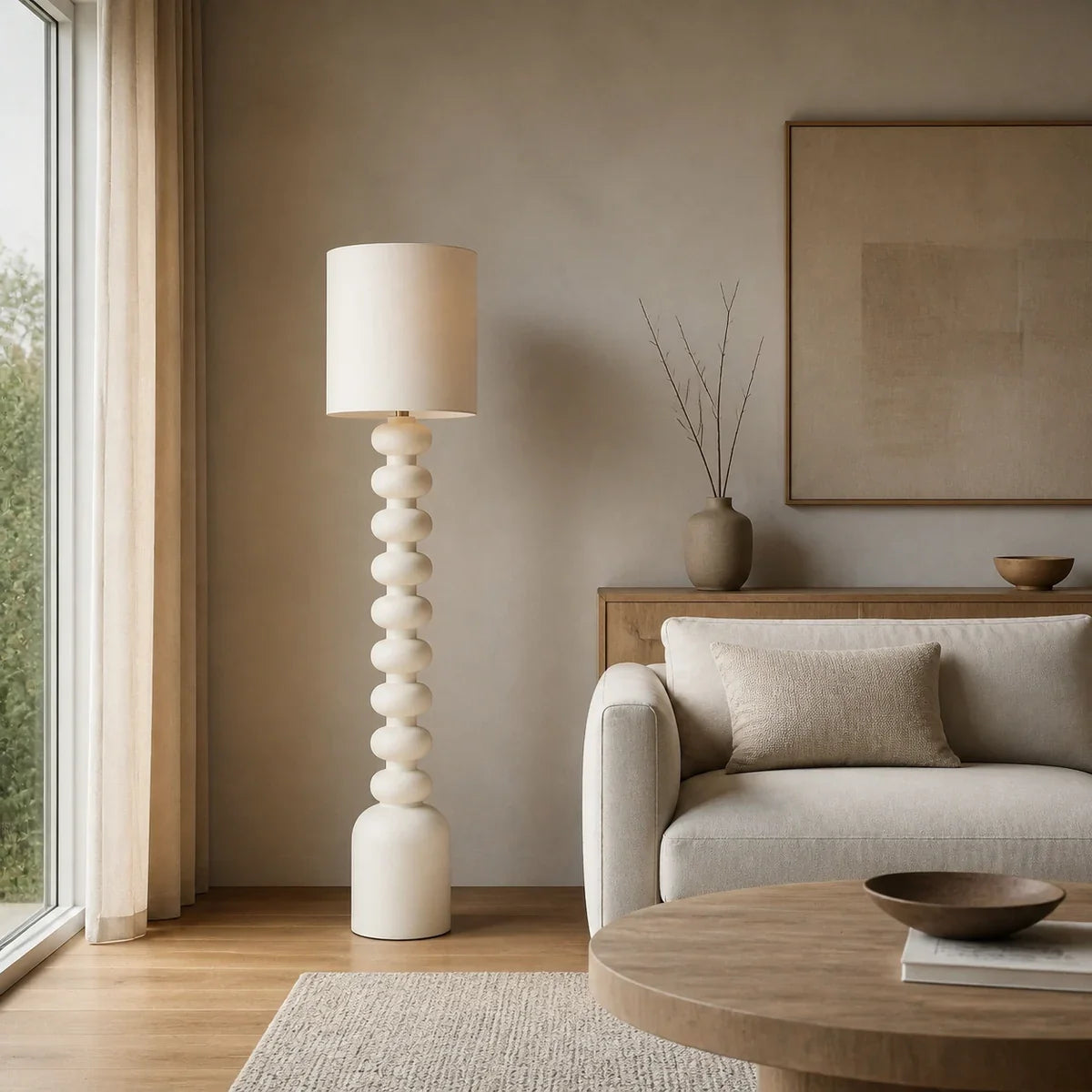 Luminara | Stylish Modern Resin Fabric Standing Floor Lamp — product view