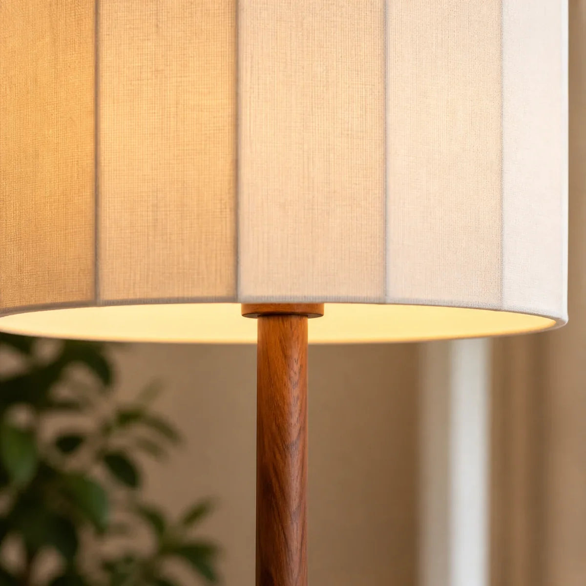 Ashwood Elegance | Modern Slim Standing Floor Lamp with Fabric Shade